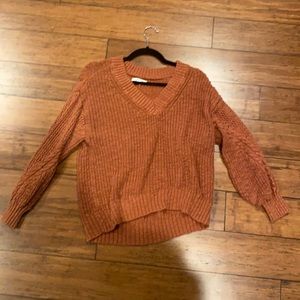 Burnt orange American Eagle v-neck knit sweater